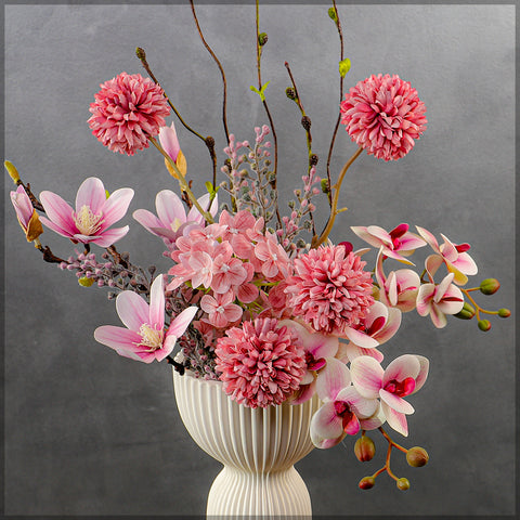 Pink Color Flower Arrangements with Vase