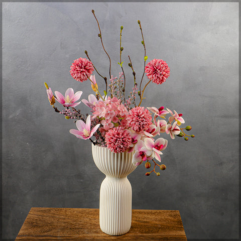 Pink Color Flower Arrangements with Vase