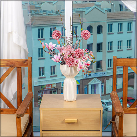 Pink Color Flower Arrangements with Vase