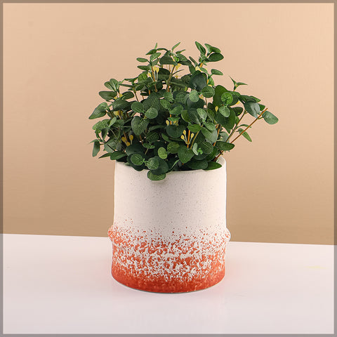 Decorative orange white ceramic pot for modern interiors