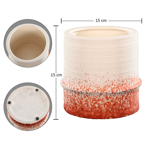 Orange white ceramic pot for stylish home decor