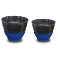 Blue plastic planters