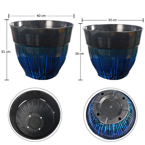 Blue Plastic Planters for Plants Set