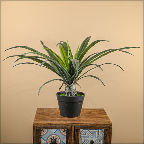 Small potted artificial agave plant for offices