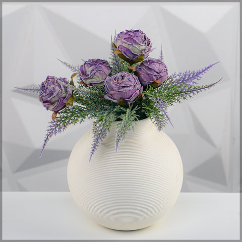 Simple  Purple Color Flower Arrangement with Vase