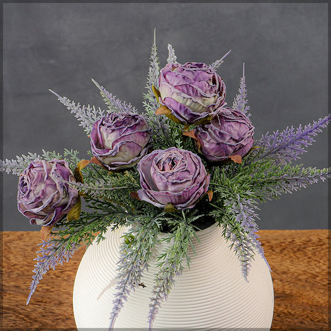 Simple  Purple Color Flower Arrangement with Vase