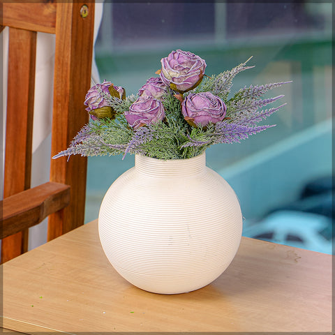 Simple  Purple Color Flower Arrangement with Vase