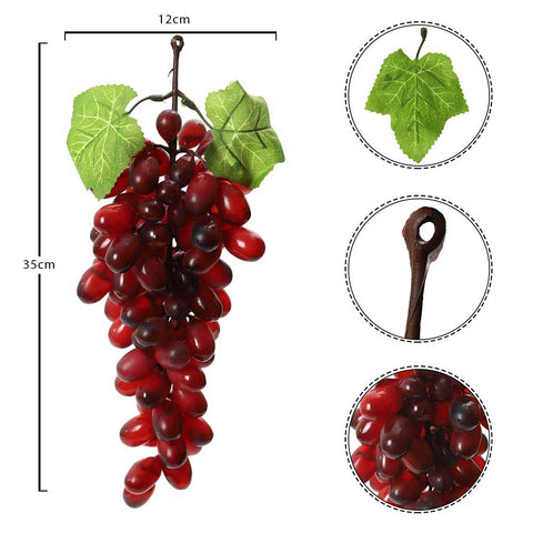 Set of Fake Realistic Red Grapes Cluster 2Pcs