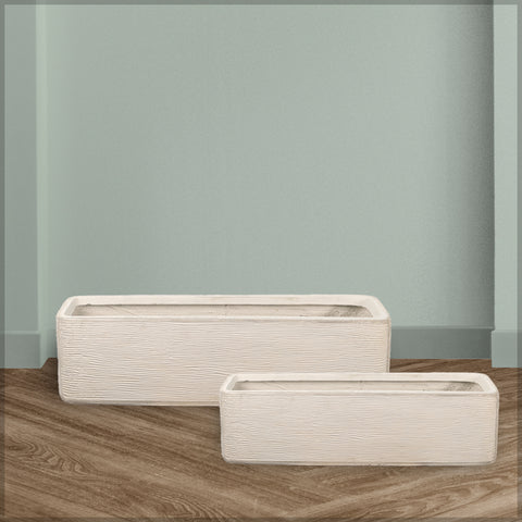 Decorative rectangular ribbed planter