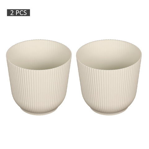 2 Pcs Modern Rib Design Plastic Pot