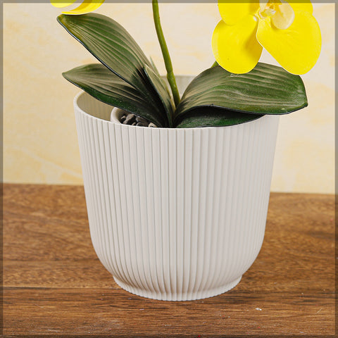 2 Pcs Modern Rib Design Plastic Pot