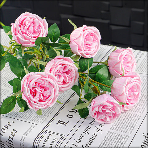 Artificial 4 heads Rose Flower Stem