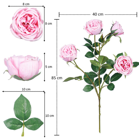 Artificial 4 heads Rose Flower Stem