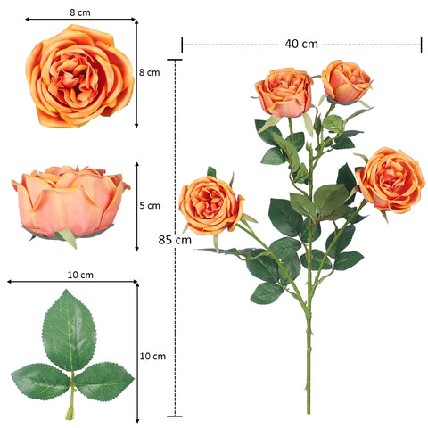 Artificial 4 heads Rose Flower Stem