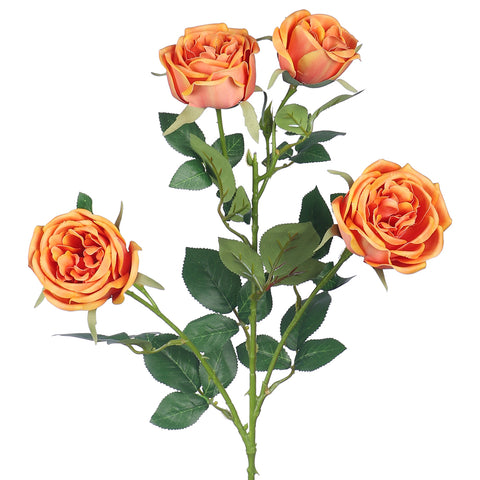 Artificial 4 heads Rose Flower Stem