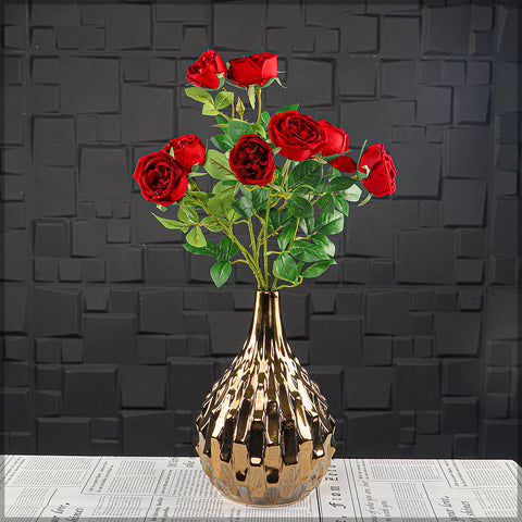 Artificial 4 heads Rose Flower Stem