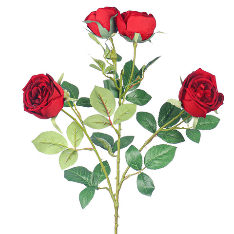 Artificial 4 heads Rose Flower Stem