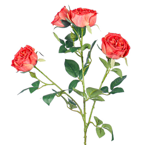 Artificial 4 heads Rose Flower Stem