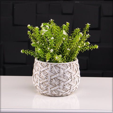 Cement Vases with Basket Weave Texture