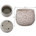 Modern Round Cement Planter with Woven Texture