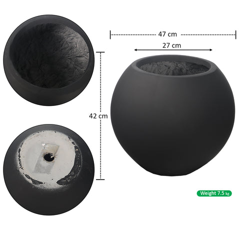 Elegant black concrete round pot