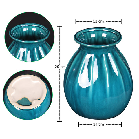 Colored blue ceramic vase for home decor