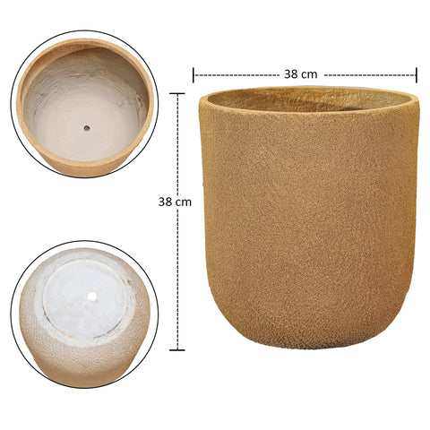 Brown cement round pot for garden