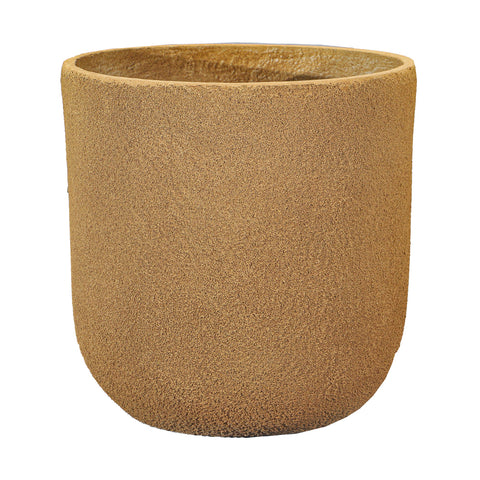 Round brown concrete flower pot