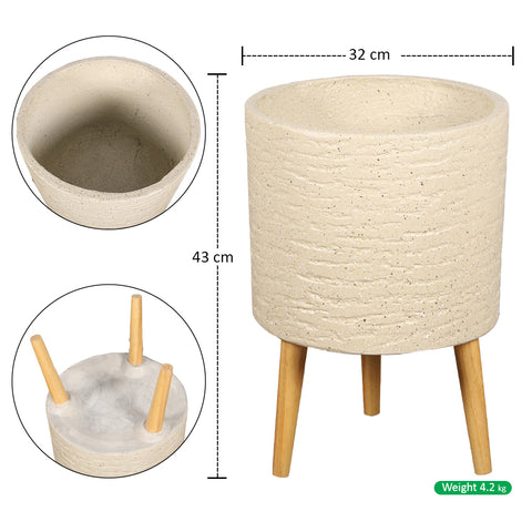 Round Concrete Vase with Legs