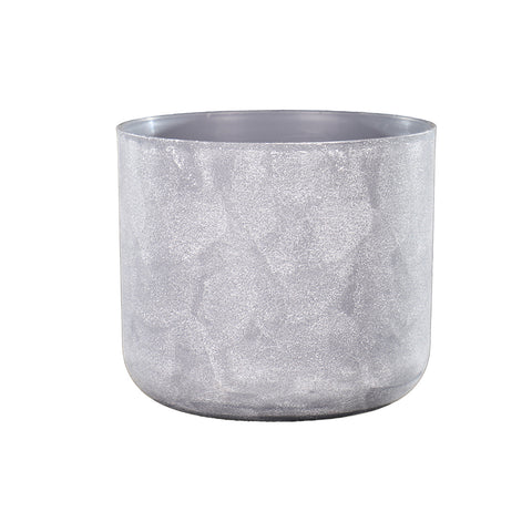 Round gray plastic pot