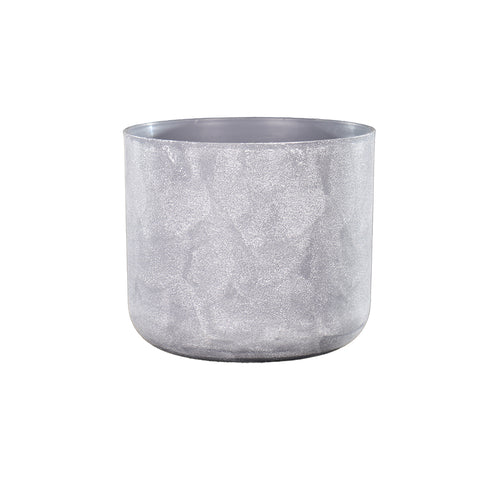 Round gray plastic pot for stylish plant care