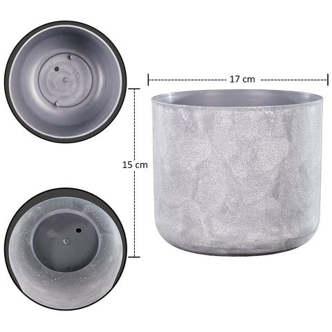 Round Gray Plastic Pot