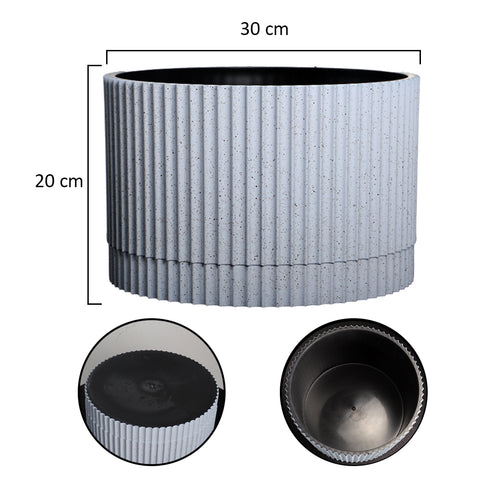 Round Ribbed Plastic Pot