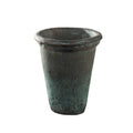 Round small green clay pot