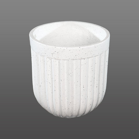 Durable round white concrete pot