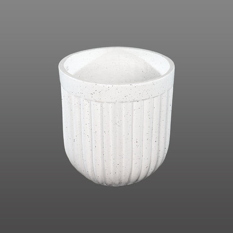 Round white concrete plant pot