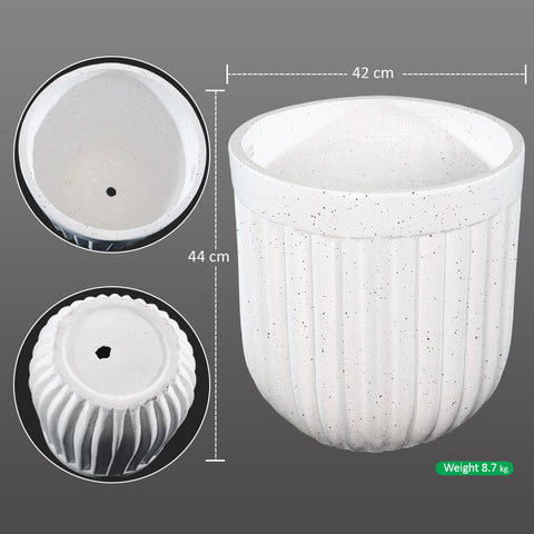 Round White Concrete Plant Pot