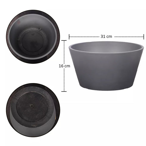 Gray plastic plant pots