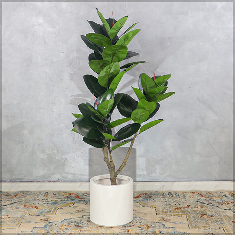 130cm artificial rubber tree with vibrant green leaves