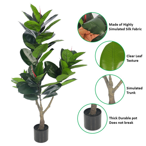 Faux rubber tree 130cm high for indoor styling