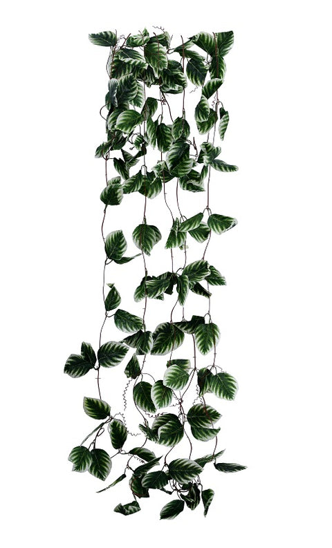 Artificial fake string leaves ivy vine in white for wall decor