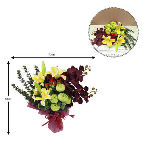 Artificial Orchid Peony Flowers Bouquet