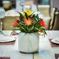 Faux bromeliad flowers for indoor gardens