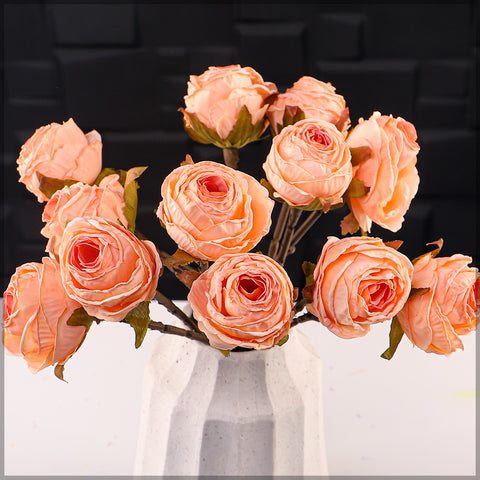 2 bunches Artificial Silk Retro Rose Flowers Bouquet