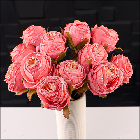 2 bunches Artificial Silk Retro Rose Flowers Bouquet