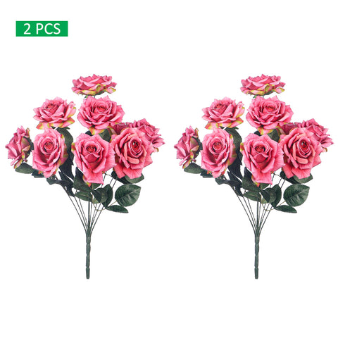 2 bunches Artificial Silk Rose Flower Bunch