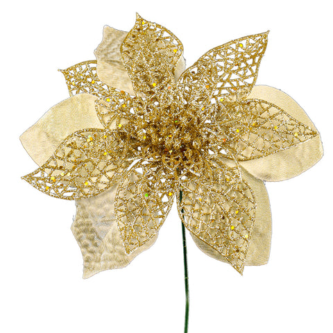 Artificial Single Stem Poinsettia Flower for Christmas Tree Decoration