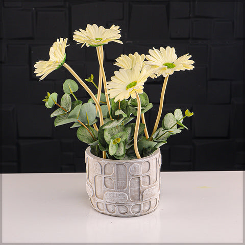 Rustic Round Cement Flower Vase