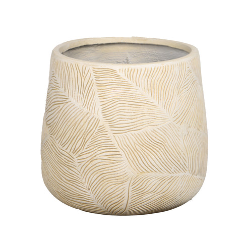 Concrete pot with striped design for stylish decor