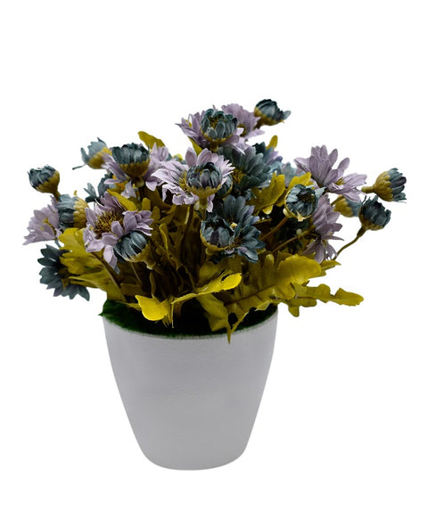 Artificial Potted Blue Daisy Silk Flowers